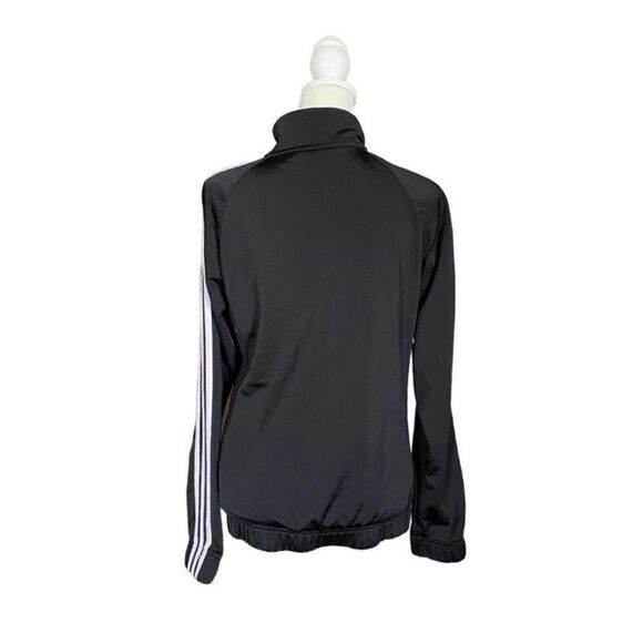 Adidas Classic Zip Up Long Sleeve Track Jacket Black & White 3 Stripe Size Small - Picture 5 of 13
